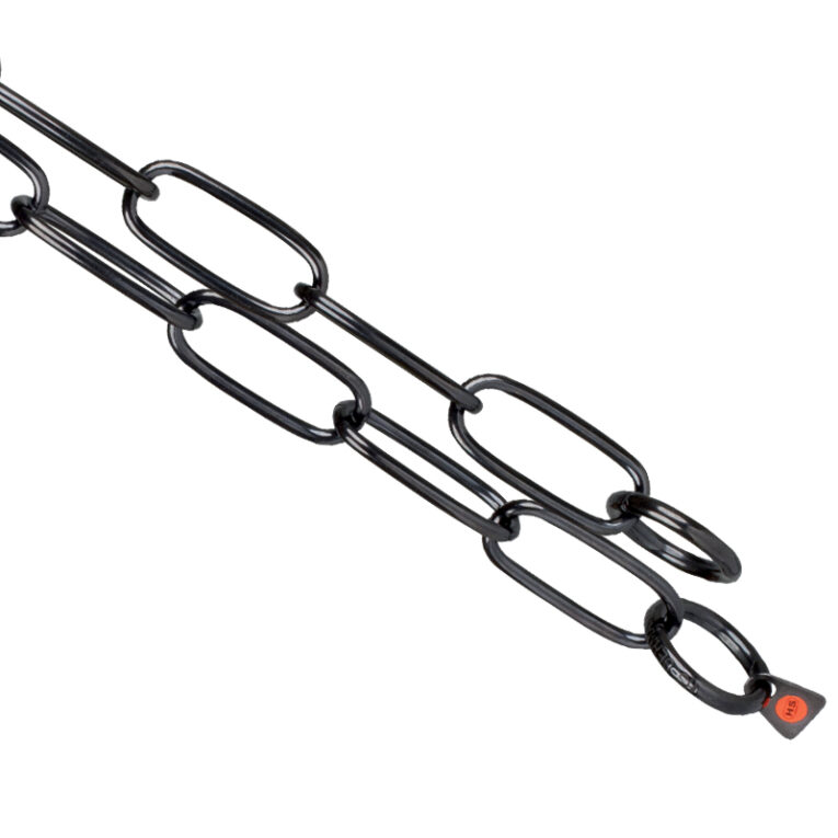 HS obojek, černý, dlouhý článek, Ø 3 mm, max. 60 kg